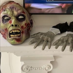 Halloween Scary Zombie Mask and Hands Costume